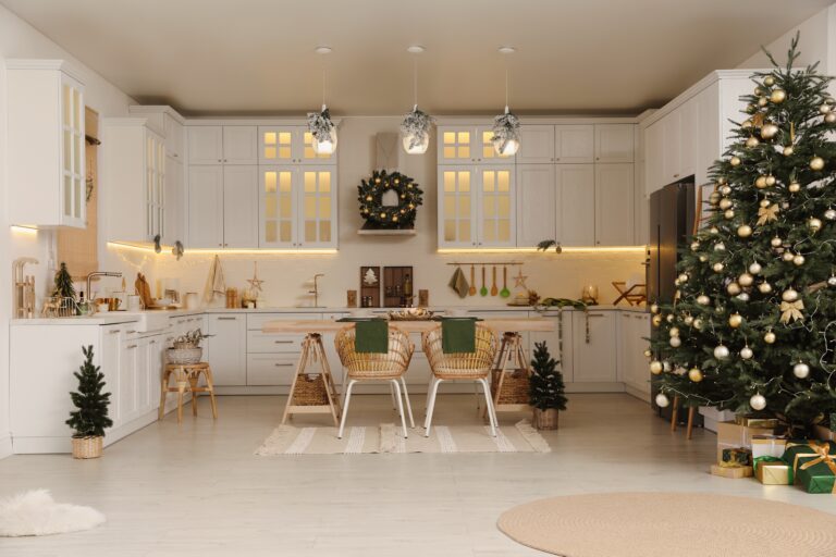 cozyopenplankitchendecoratedforchristmasinteriordesign top interior exterior painters victoria bc van isle paint